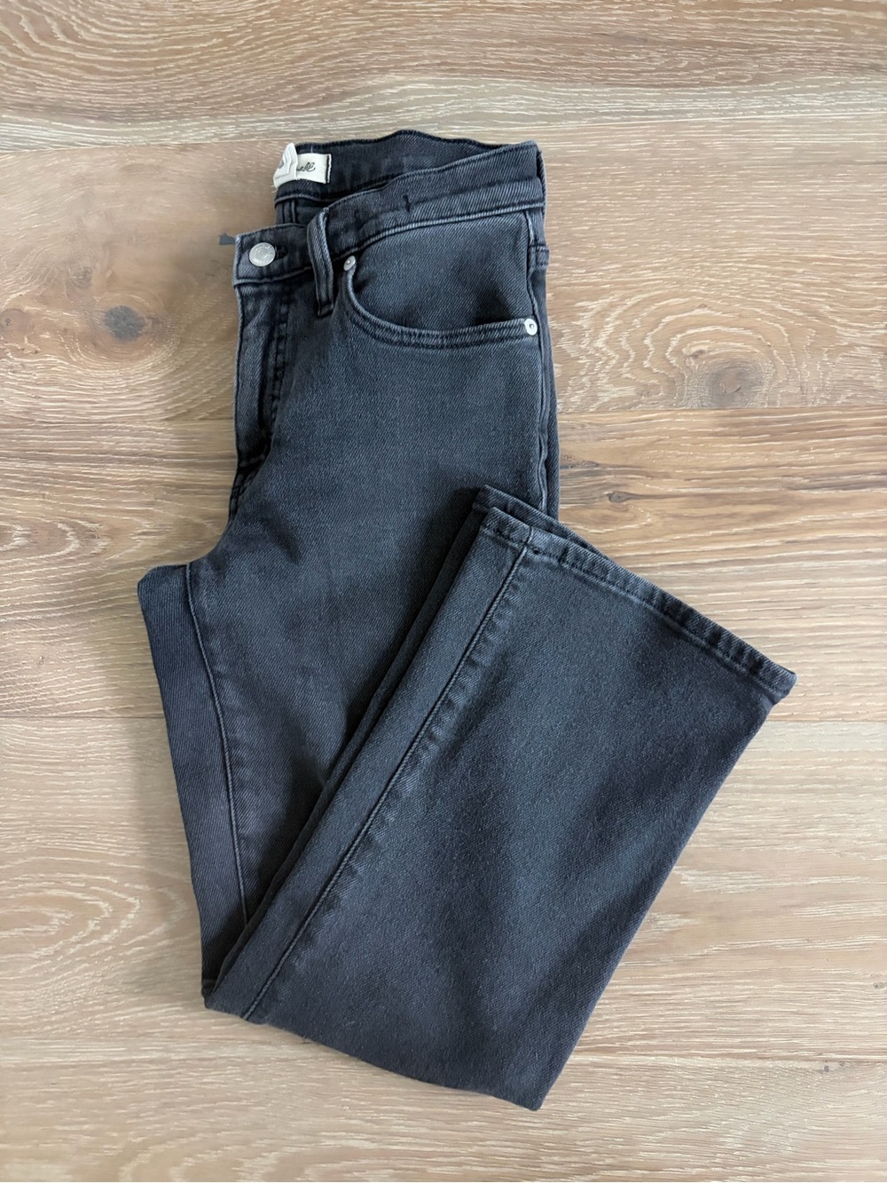 Madewell Black Mid-rise Kick Out Cropped Jeans